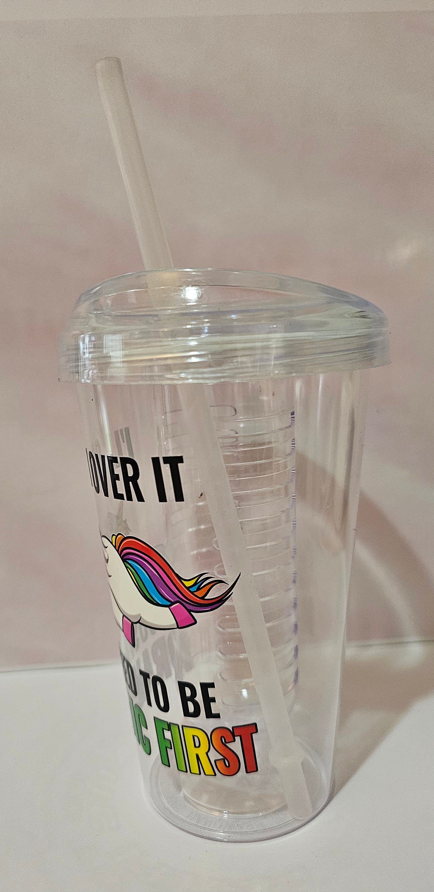 Unicorn theme plastic water infuser bottle