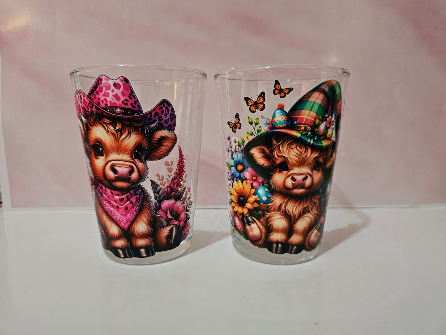 Pair Highland Cow glasses