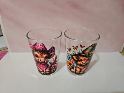 Pair Highland Cow glasses