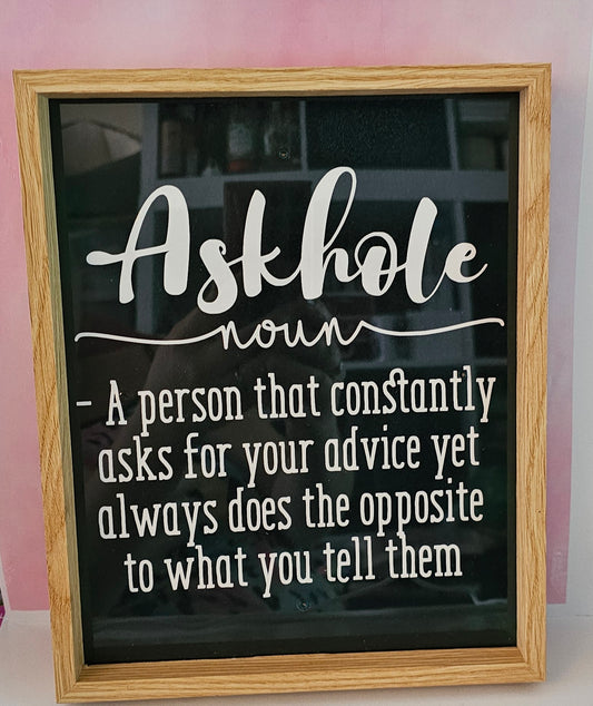 Askhole definition framed print