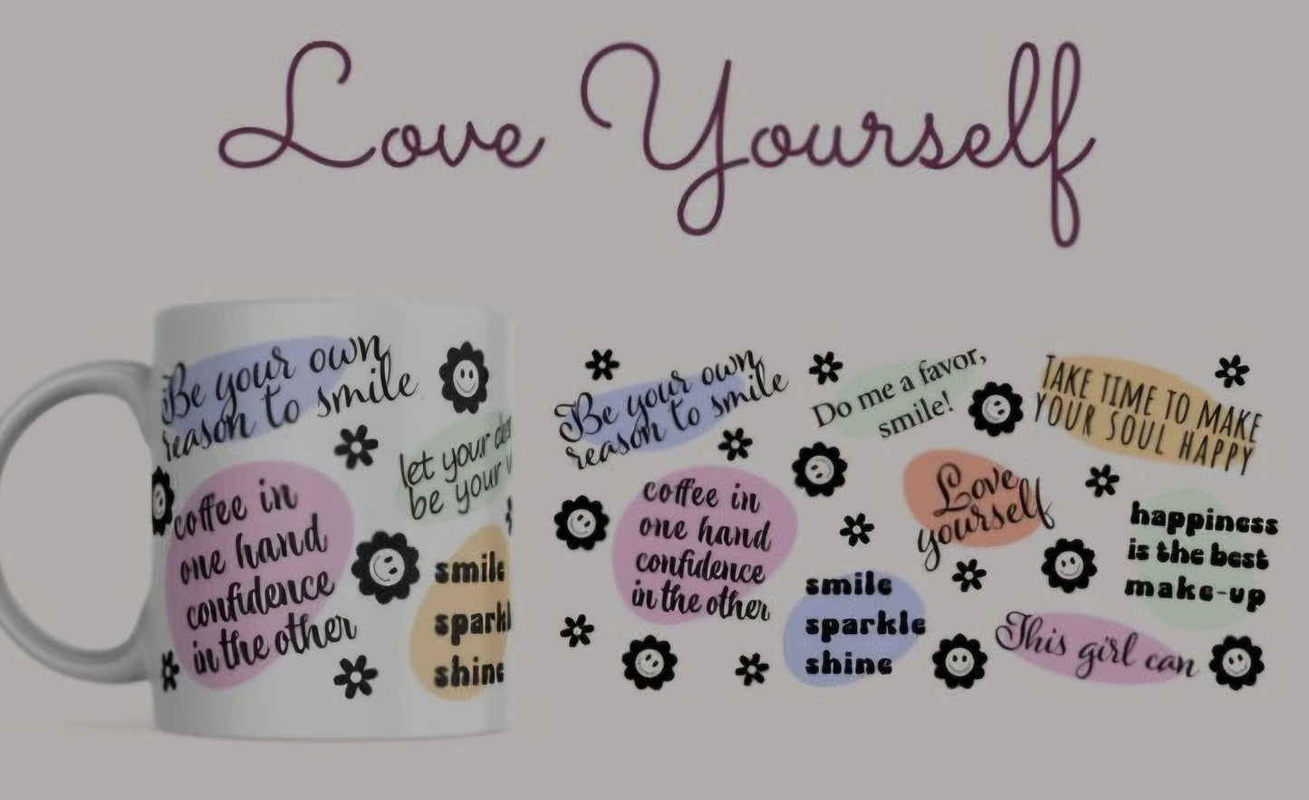 Love yourself mug positivity, set of 4